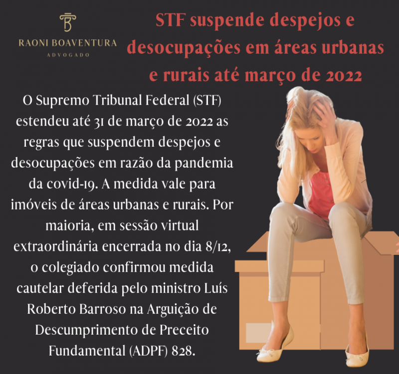 STF suspende despejos e desocupações em áreas urbanas e rurais até março de 2022